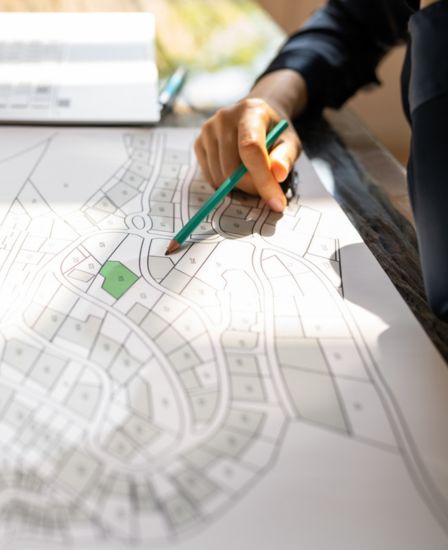 Someone going over a subdivision layout document